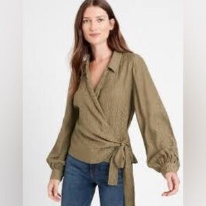 Banana Republic Olive Wrap Blouse